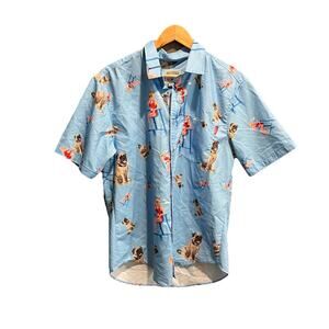 RSVLTS Blue The Sandlot Lifeguard Dog Men's Casual Button Down Shirt Size Medium